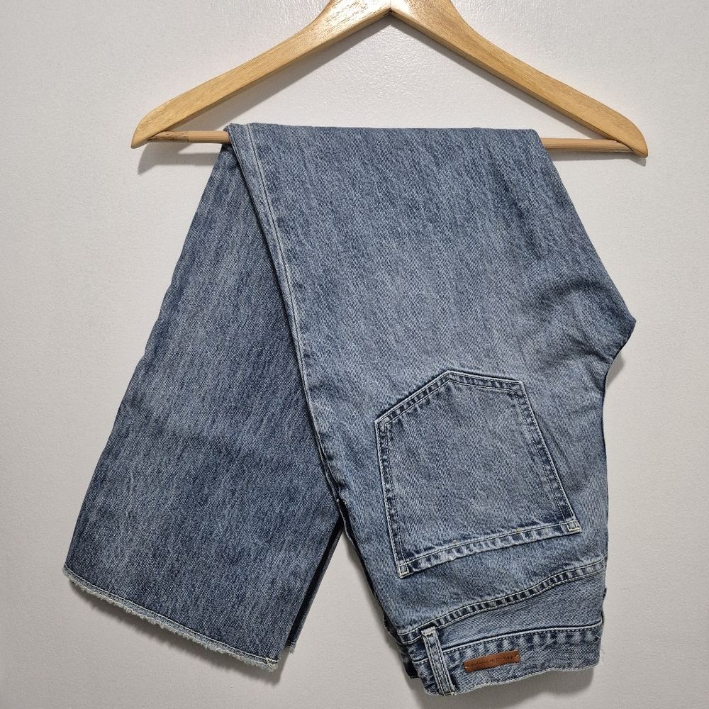 Pilcro Anthro High Waisted Straight Leg Folio Rigid Denim Jeans SIZE 27 Mid-Wash
